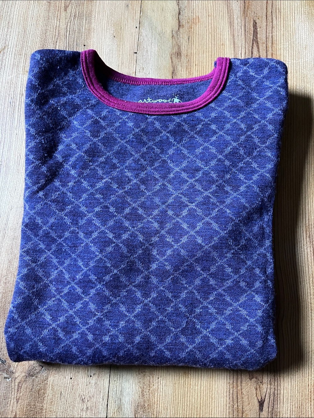 SMARTWOOL Girl's M Purple Printed 100% Merino Wool Long-Sleeve Baselayer Top